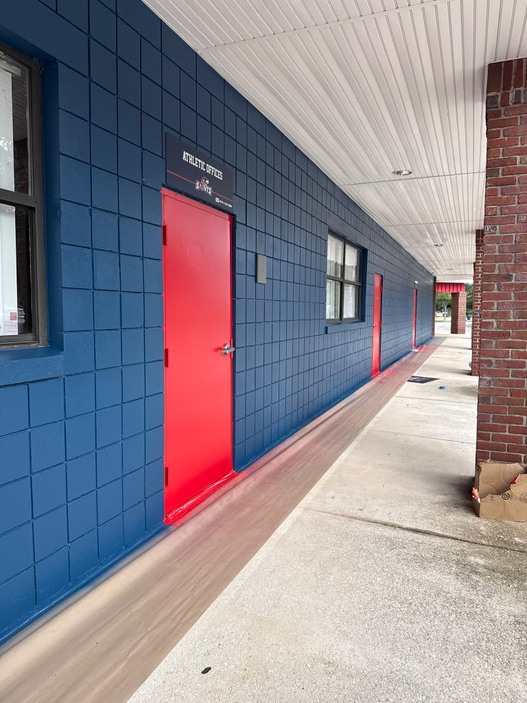 Commercial exterior door repaint in progress